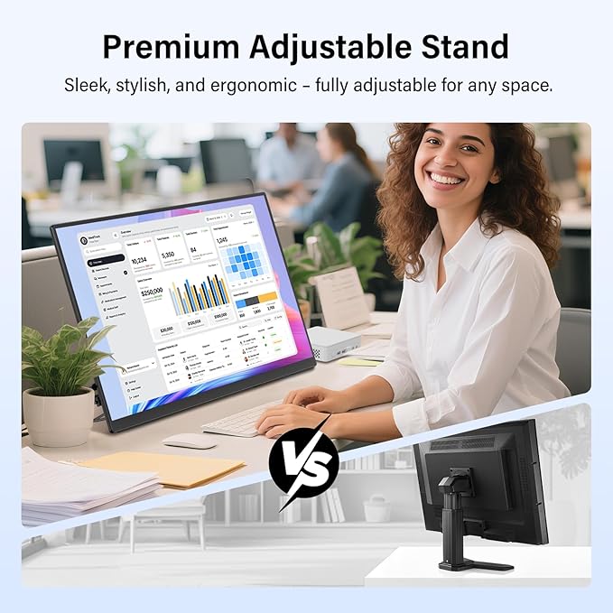Innoview 23.8” 4K Large Portable Monitor UHD (3840*2160) 100%sRGB IPS Speakers USB-C HDMI Work Home Second Monitor W/180°Adjustable Stand for Laptop Desktop Macbook Phones Tablet PS5/4 Switch