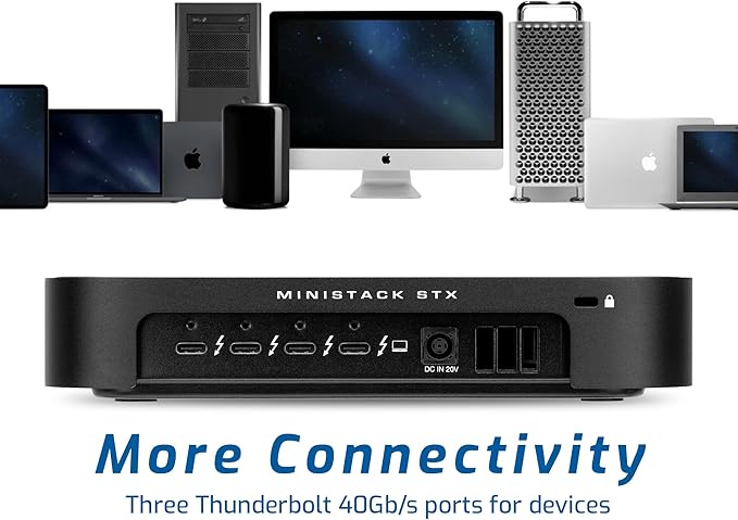 OWC (Enclosure only miniStack STX Upgradeable Expansion Solution and Thunderbolt Hub/Mini Dock with 3 Extra TB4 Ports. for Mac Studio Mac mini and Other Devices. Matte Black