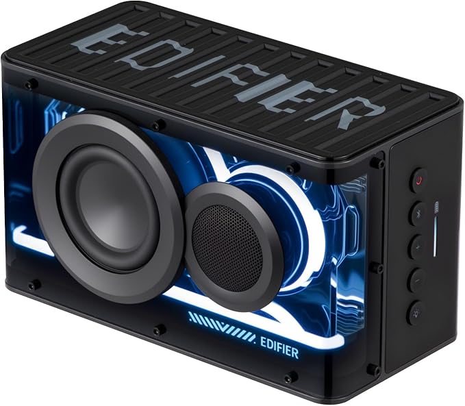 Edifier QD25 Bluetooth Speaker | Portable Desktop Audio 25W (RMS) Dynamic Sound Hi-Res Audio Splendid Light Effects 15H Playtime Bluetooth 6.0 Wireless Stereo Pairing Black