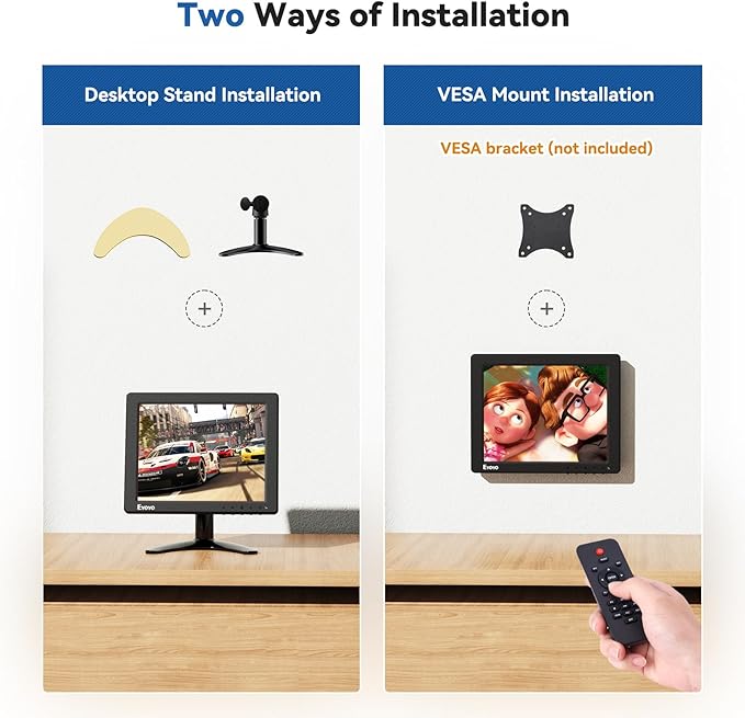 Eyoyo 8 Inch Small Monitor 1024x768 4:3 IPS Mini Security Camera Monitor Screen Support HDMI VGA AV BNC Input with Remote Control Video Monitors for Retro Computer PC NVR CCTV Raspbery Pi