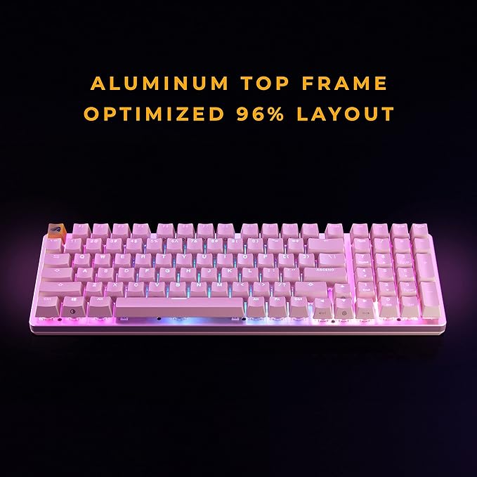 GLORIOUS Gaming - Custom Keyboard - Hot-Swappable Mechanical Switch - Full Size Pink Wired Keyboard - Low Profile - Cherry Mx Style - Double Shot Key Cap &amp Linear Switch