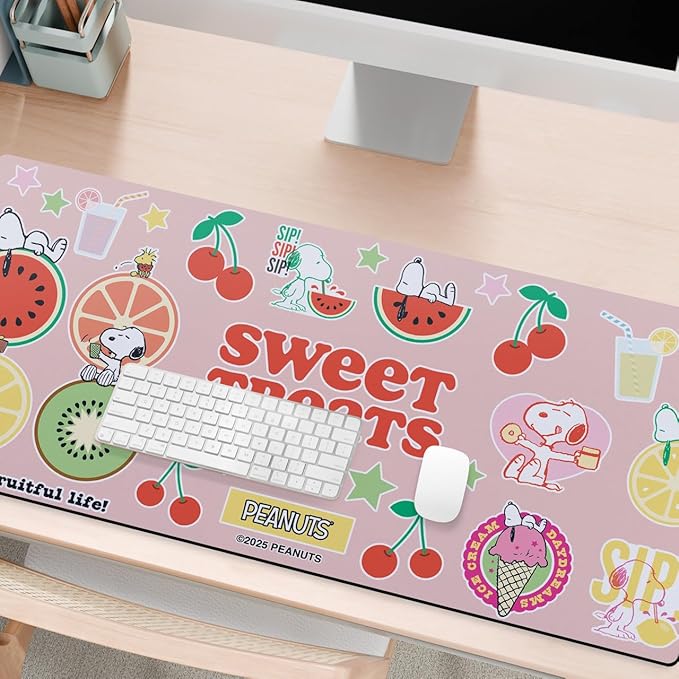Head Case Designs Officially Licensed Peanuts Snoopy Fruit Treats Graphics 37.4 x 15.75 x 0.16 inches (900 x 400 mm) - XL Gaming Office Desk PC Keyboard Mouse Mat Pad