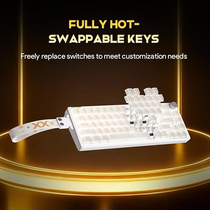 68% Wired Gaming Keyboard with Volume Knob RGB Backlit Mechanical Keyboard Gasket Mount with PBT Keycaps8000 Hz Polling Rate Hall Effect Cream Switches Hot-Swap for FPS Games (Cream White)