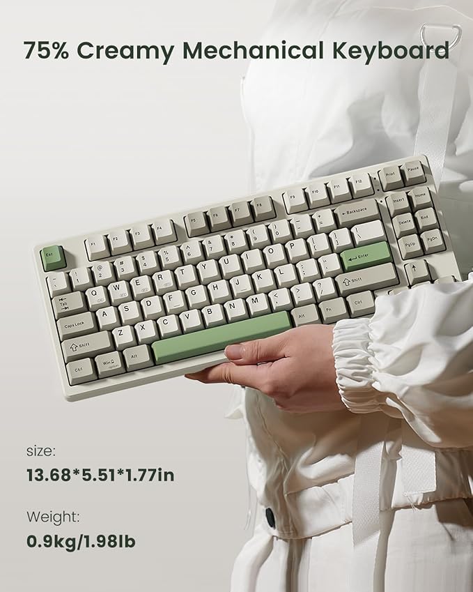 KN85 Wireless Mechanical Gaming Keyboard 75% Layout with RGB Backlit Custom Hot Swappable Creamy Sound Bluetooth/2.4GHz/USB-C Compatible with Windows/Mac/PC (Industrial GrayLinear Switch)