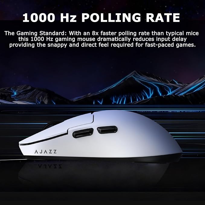 AJ159P MC Wireless Gaming Mouse 12000 DPI Tri-Mode 2.4G/Bluetooth/Wired Magnetic RGB Charging Dock 56g Ultra-Light Programmable 6 Buttons - Perfect for Gaming Work &amp Travel (White)