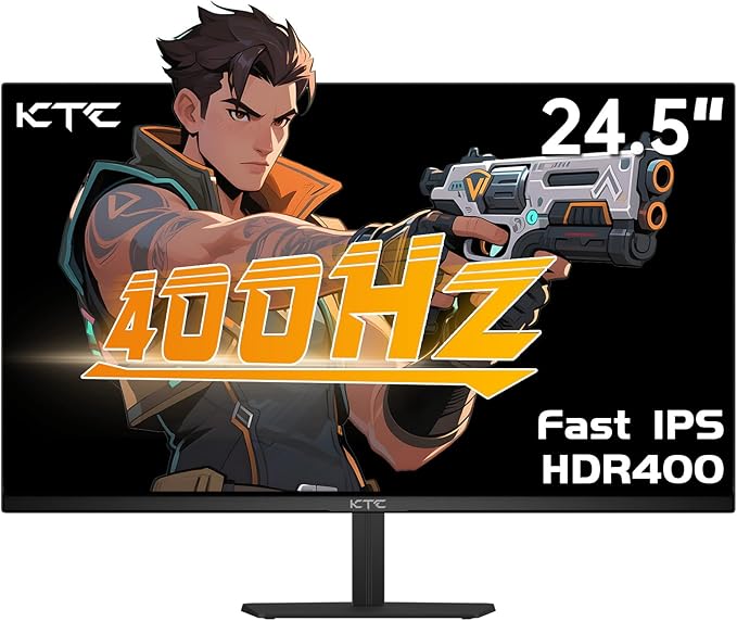 KTC 24.5 Inch 400Hz Gaming Monitor FHD 1080P 240Hz Computer Monitor Fast IPS FreeSync/G-Sync Compatible HDR400 DisplayPort x2 HDMI x2 VESA Tilt AdjustableH25X7