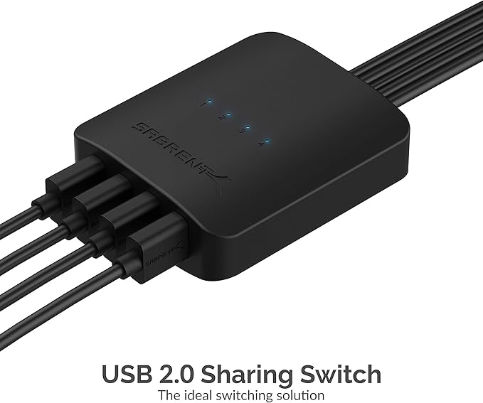 SABRENT USB 2.0 Sharing Switch up to 4 Computers and Peripherals LED Device Indicators + SABRENT 4-Port USB 2.0 Hub
