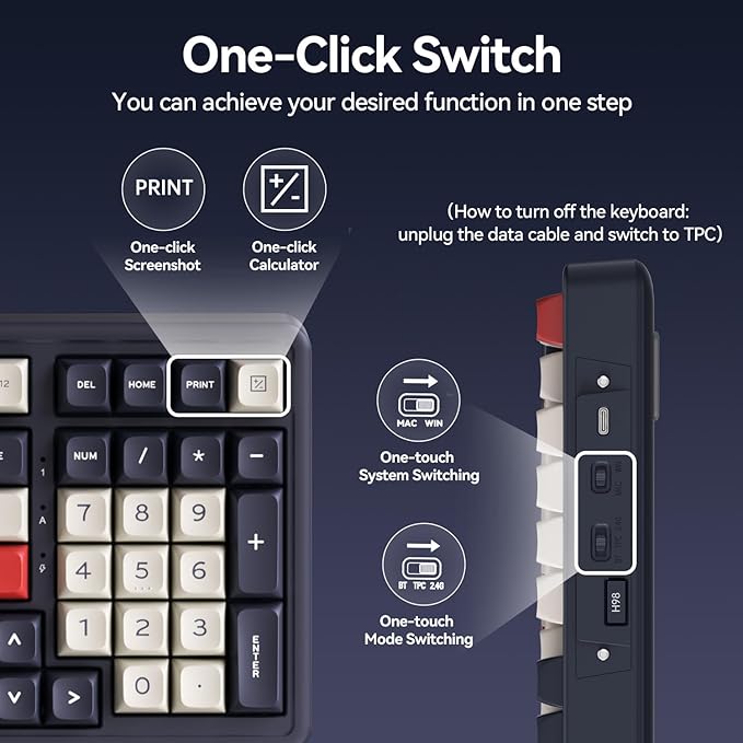 AUSDOM Wireless Bluetooth Mechanical Keyboard BT5.3/Type-C/2.4G Tri-Mode Hot swappable Custom Gaming Keyboards Gasket RGB Numpad Blue Computer Keyboard for Mac/Win/Office 98 Keys(Click Sound)