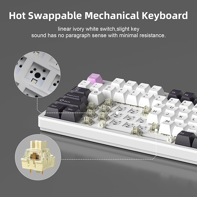 MageGee LIGHT87 Wired Creamy Keyboard 80% Gasket Hot Swappable RGB Backlit Gaming Mechanical Keyboards with 6-Layer Sound DampeningPBT Keycaps NKRO for Win/Mac Purple
