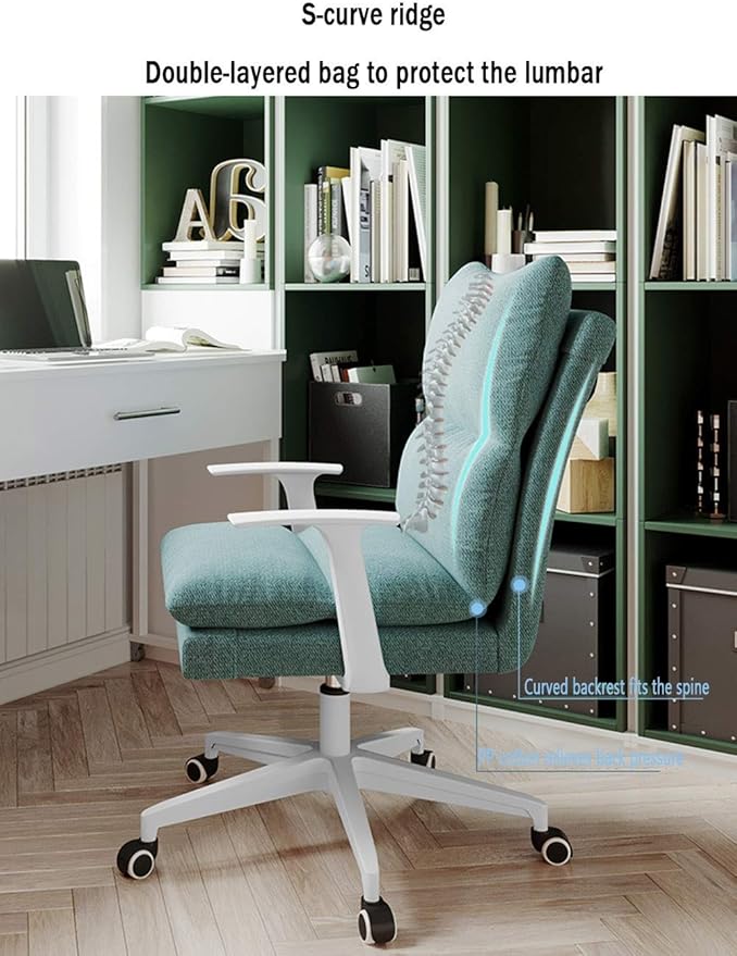 Katzowen Office Computer ChairHome Leisure Computer Chair Comfortable backrest Removable Soft Bag and armrest Gaming Chair Not tiltable Heavy Nylon feet Load-Bearing 120kg (Color : Blue)
