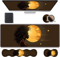 Ergonomic Keyboard Wrist Rest &amp Mouse Pad Wrist Rest Set Large XXL Gaming Desk Mat 31.5x 11.8 with Memory Foam Easy Typing Pain Relief for Office &amp Home African Girl
