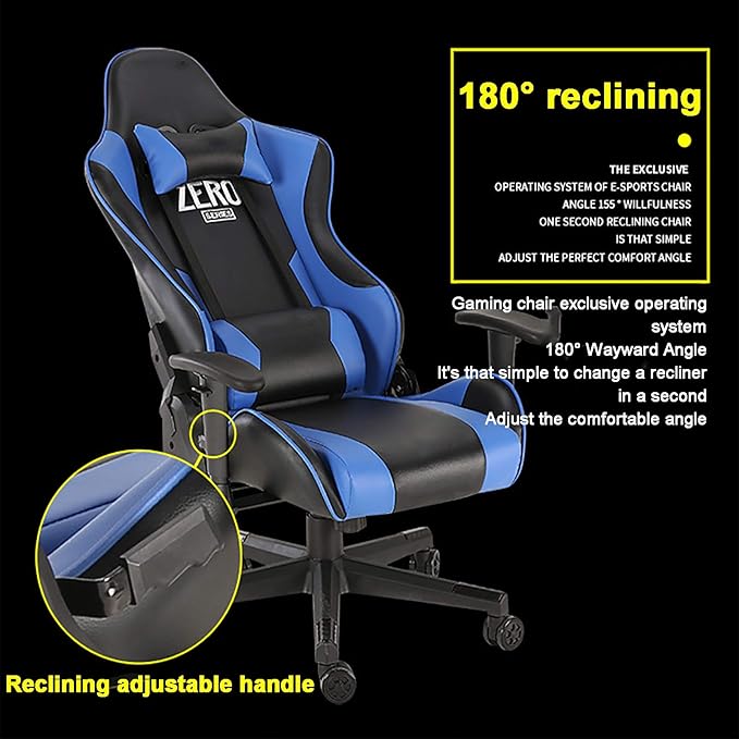 Office Chair Gaming Chair Computer Chair Ergonomic Swivel Chair Recliner Game Chair for AdultsGaming Chair with Headrest and Adjustable ArmrestHigh-Back PU Leather Office Chair Racing STYL