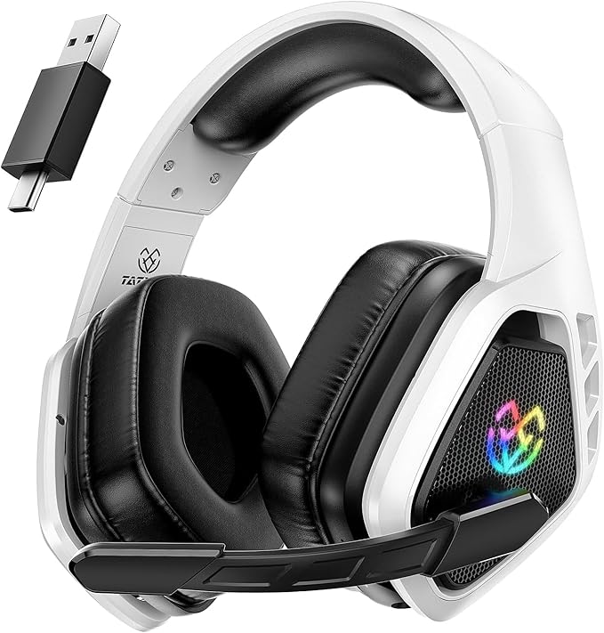 Tatybo Wireless Gaming Headset for PC Ps5 Ps4 2.4 Ghz USB &amp Type-C Gaming Headphones with Microphone 30H Battery Bluetooth Headphones for Switch Laptop Mobile Mac