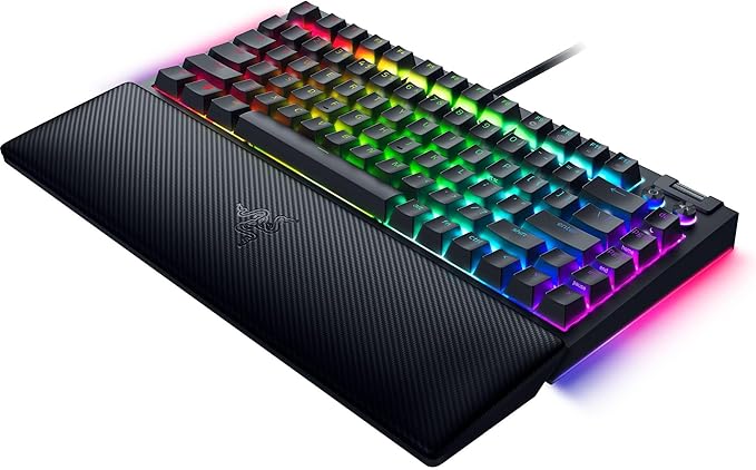 Razer BlackWidow V4 75% Mechanical Gaming Keyboard: Hot Swappable Design - Compact &amp Durable - Orange Tactile Switches - Chroma RGB - Roller &amp Media Keys - Wrist Rest Snap Tap - Black