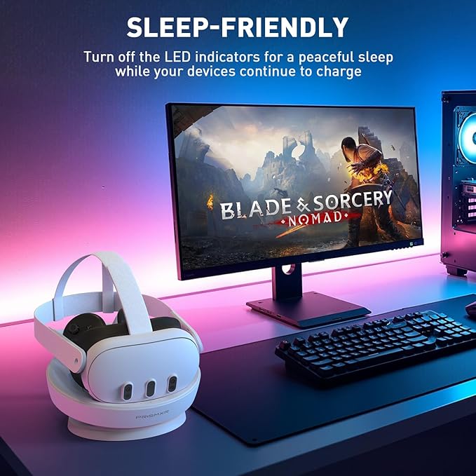 PRISMXR Carina D1 Magnetic Charging Dock Compatible with Meta Quest 3 Effortless Drop-and-Charge Station Space-Saving NOT Compatible with Quest3S