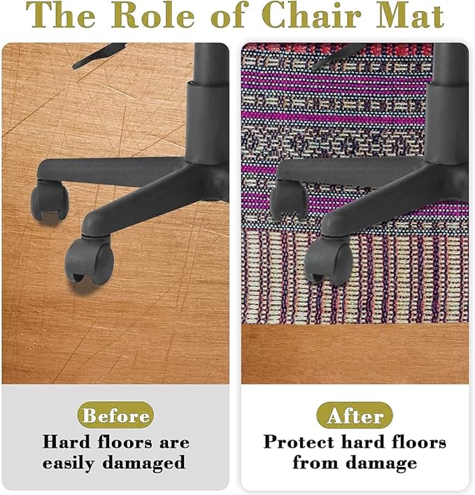 Multicolor PU Leather Heavy Duty Office Chair Mat for Rolling Chairs Geometric Forms and Antique Retro Computer Chair Matfor Rolling ChairLarge Floor Protector African Diameter 35.4 in