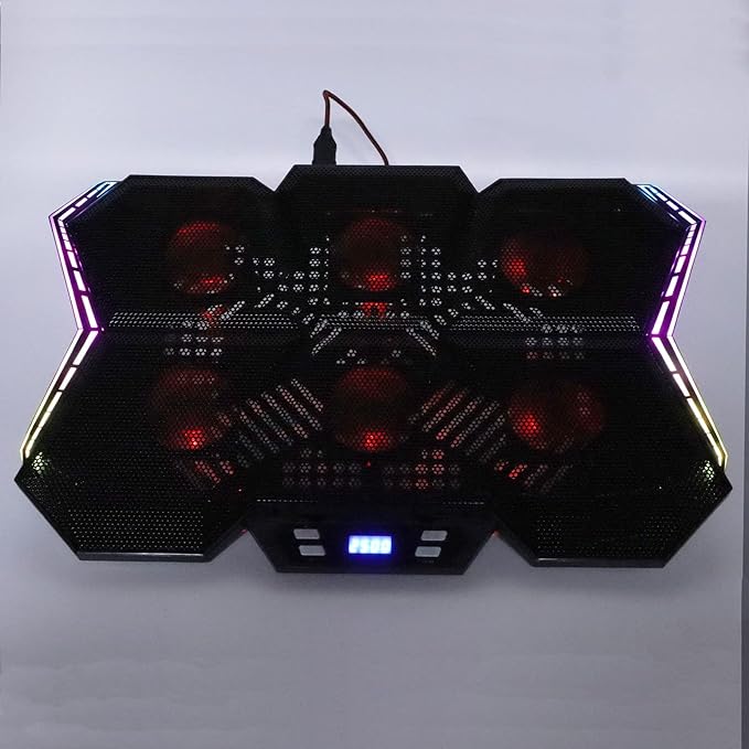 LerLaptop FanLaptop Cooling PadLaptop Cooling Aming Laptop CoolingTablet Cooling PadLaptop Cooler 6 High Speed Silent Fans 2600RPM 12 RGB Modes with LED Sn for 12in to 17in Lap