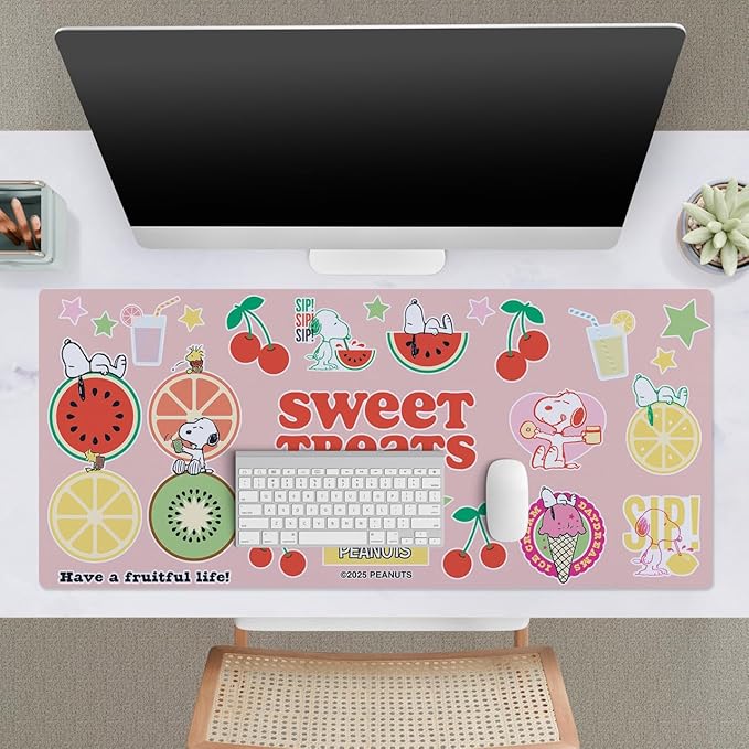 Head Case Designs Officially Licensed Peanuts Snoopy Fruit Treats Graphics 37.4 x 15.75 x 0.16 inches (900 x 400 mm) - XL Gaming Office Desk PC Keyboard Mouse Mat Pad
