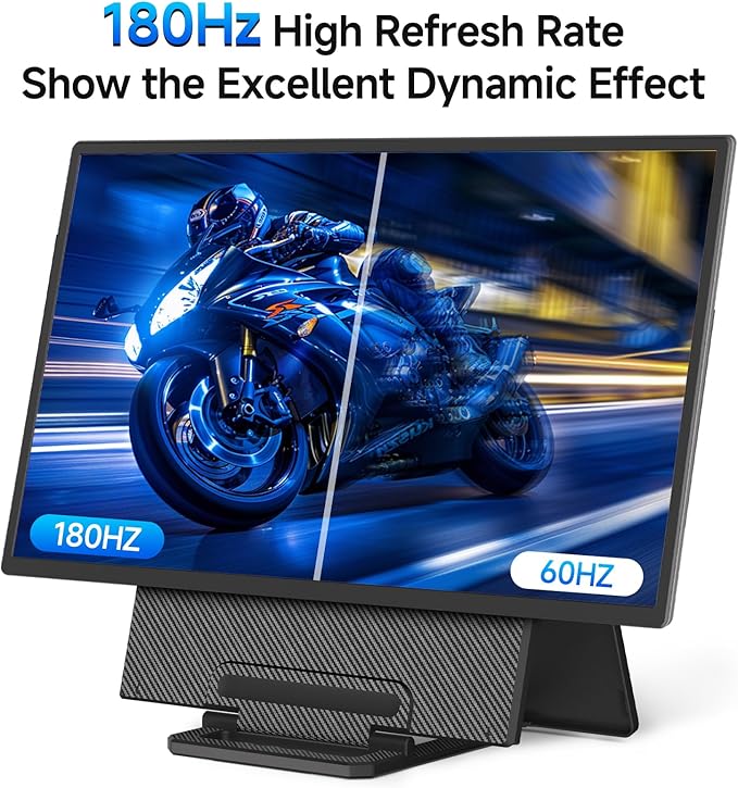 24 2.5K 180Hz Portable Monitor - Laptop Screen Extender 112% sRGB Wide Color HDR HDMI USB C Travel External Display with Stand Gaming Monitor for Computer PC Phone Game Console