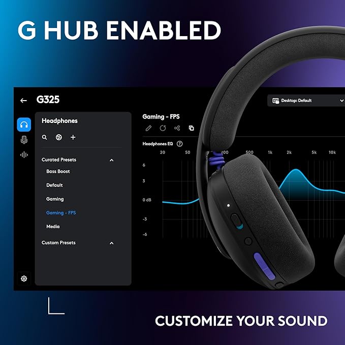 Logitech G325 Lightspeed Wireless Bluetooth Gaming Headset All-Day Comfort Built-in Mic with Noise Reduction 24-Bit Audio 24+ Hr Battery Life for PC PlayStation Switch Mobile – Black