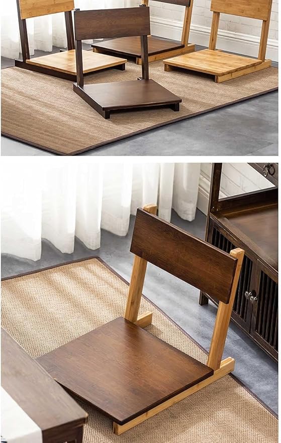 BTZHY Floor Chair Wooden Floor Chair Portable Footless Chair with Backrest Tatami Chair Home Windowsill Lazy Person Reclining Chair Outdoor Indoor Reclining Chair(Walnut)