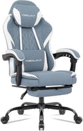 Misolant Gaming Chair Fabric Gamer Chair with footrest for Adults High Back Ergonomic Computer Game Chair with Adjustable Headrest and Massage Lumbar Support 90-155° Recline Free Blue