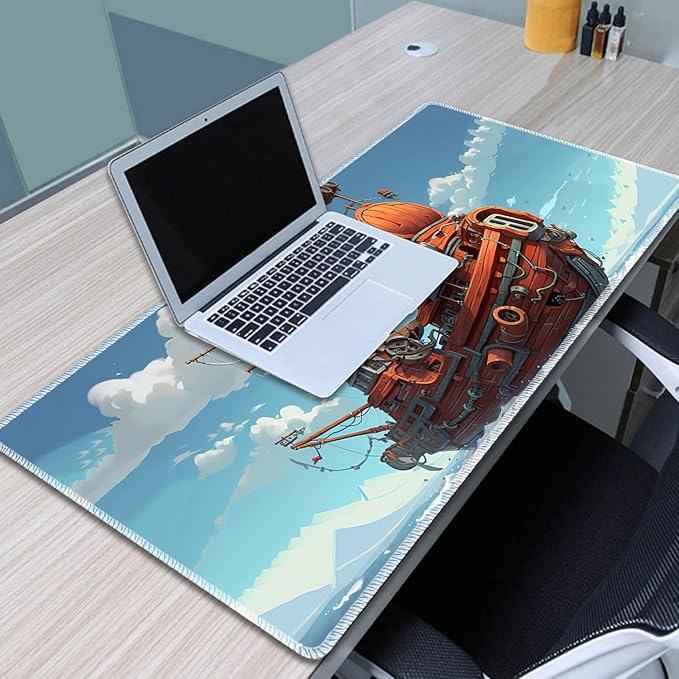 Gaming Mouse Pad Set Large Gaming Mouse Pad+Keyboard Wrist Rest+Mouse Wrist Rest+Coaster Easy Typing Pain Relief 31.5 × 11.8 inch Desk Mat for Home Office - Cartoon Ship