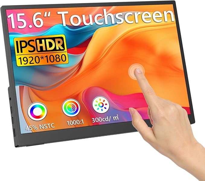 Portable Monitor Touchscreen 15.6''Laptop Screen Extender FHD IPS Touch Screen Travel Monitor with Kickstand &amp Speaker HDMI USB C External Monitors for Laptop Phone Computer Xbox Switch