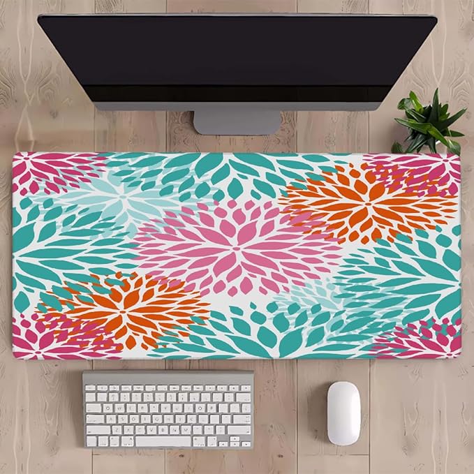 Abstract Art Flower Large Mouse Pad Gaming Mousepad Desk Mat for Desktop Computer Keyboard Waterproof Mouse Mat Desk Pad with Non-Slip Base for Game School Office Home 35.4 x 15.7