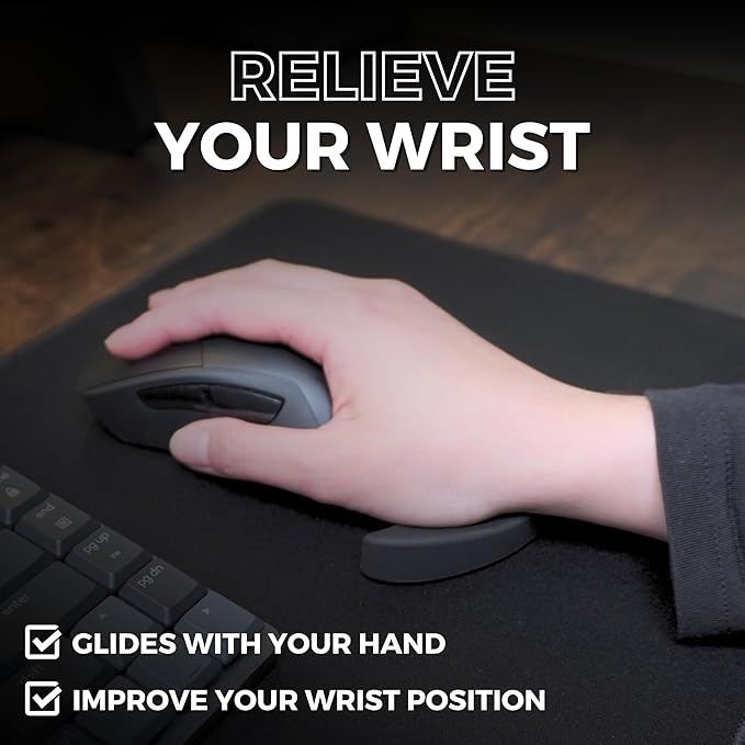 Virtusx Ergonomic Wrist Rest for Mouse Right-Handed Gliding and Sliding Palm Wrist Support Pad Carpal Tunnel and Pain Relief Desk Accessories for Office Work Gaming Coding