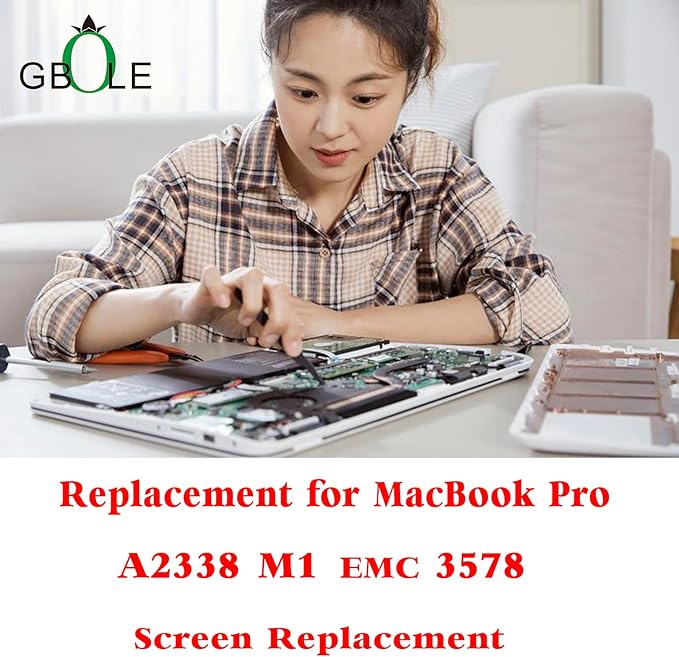 A2338 M1 M2 2020 Screen Replacement for MacBook Pro Retina M1 M2 A2338 EMC 3578 8162 MYD83 MYD92 MYDA2 MYDC2 MNEQ3 MNEP3 MNEJ3 Full LED LCD Screen Display Assembly Grey