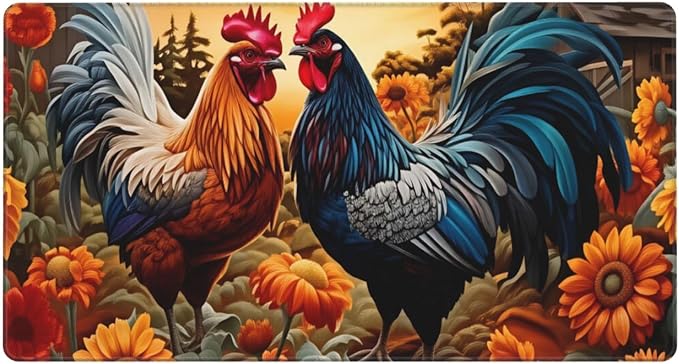 Colorful Chicken Desk Cover MatExtended Large Mouse PadComputer Laptop Mat Desk Decor for Office Game Home 30x16 Inch