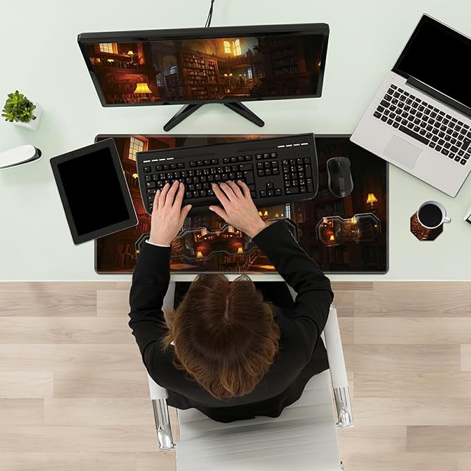 Keyboard Wrist Rest &amp Desk Mat 35.4 x 15.7 inch &amp Mouse Wrist Rest &amp Coasters 4 Pcs Gaming Mouse Pad with Wrist Rest Set with Memory Foam Ergonomic Easy Typing Pain Relief - Books