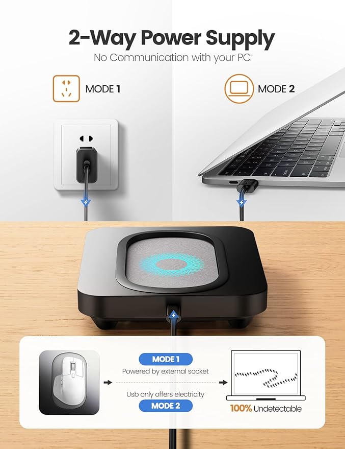 meatanty Mouse Mover Undetectable Slim Mouse Jiggler with Enlarged Turntable Automatic Wiggler Adjustable Intervals Computer Shaker No Need to Align Cursor Device to Keep Mouse Moving Telework
