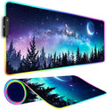 RGB Gaming Mouse Pad Large Mousepad with Led Light Gaming Accessories Keyboard Pad for Desk Non-Slip Rubber Base Big Mouse Mat for Gamer 31.5 X 11.8 Inch Moon Starry Sky