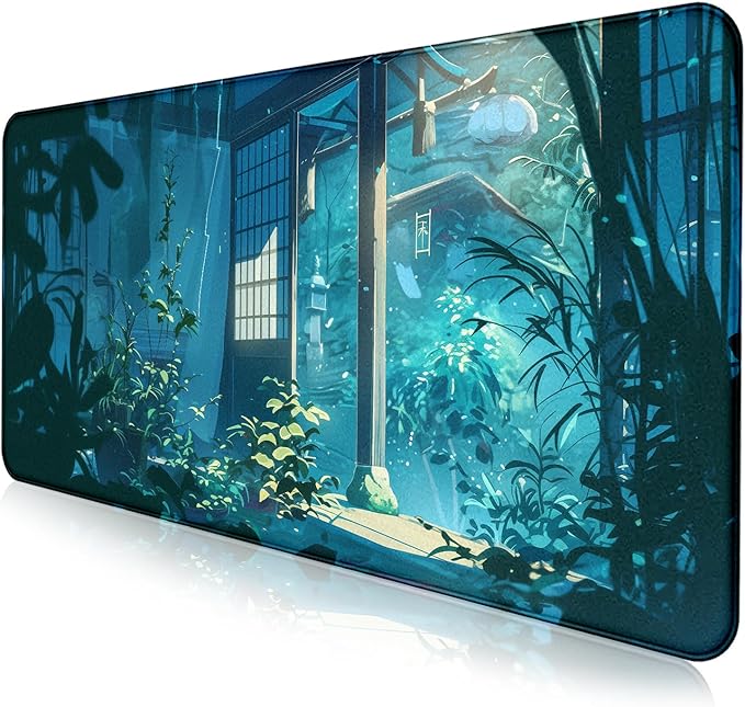 Anime Tropical Plants XL Extended Game Keyboard Pad Women's Office Decoration Laptop Keyboard Pad 35.4 x 15.7 x 0.12 Inches