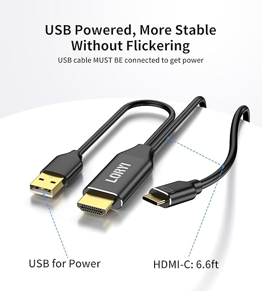 HDMI to USB-C Cable Xreal Air AR 4K@60Hz 6.6ft HDMI to Type-CUSB Powered Hdmi to USB-C Adapter Compatible for Mobile MonitorNreal Air Xreal AR Rokid air Switch Steam Deck
