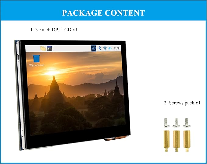 3.5inch DPI LCD Compatible with Raspberry Pi 5/4B/3B+/3B/2B/Zero/Zero W/WH/Zero 2W Capacitive Touch Screen 640x480 Resolution IPS LCDToughened Glass Cover Low Power