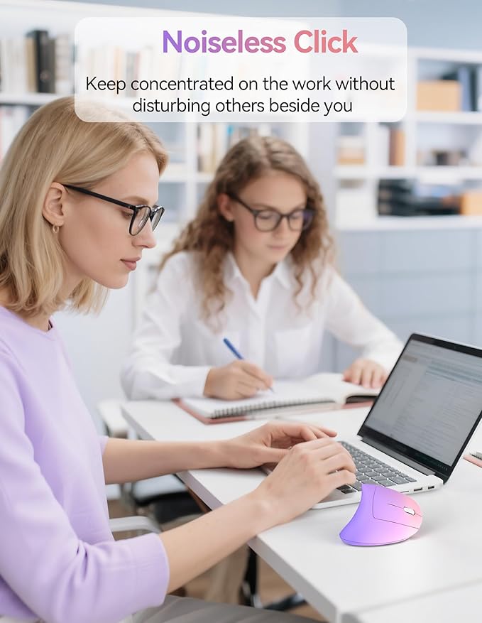 TECKNET Ergonomic Mouse Wireless Rechargeable Vertical Mouse for Carpal Tunnel Right Hand 4800 DPI 5 Adjustable Levels 2.4GHz with USB-A Receiver Silent Click for Laptop PC MacBook Desktop