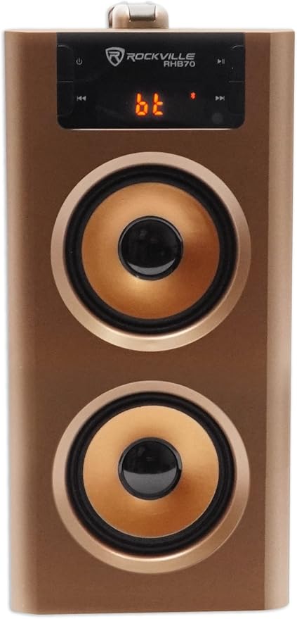 Rockville RHB70 Home Theater Compact Powered Speaker System Bluetooth/USB/SD/FM 4 Subwoofer 2.1 Channel 100W Peak Cherry Wood Finish for Home Entertainment