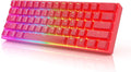 HK GAMING GK61 Mechanical Gaming Keyboard - 61 Keys Multi Color RGB Illuminated LED Backlit Wired Programmable for PC/Mac Gamer (Gateron Optical Yellow Red)