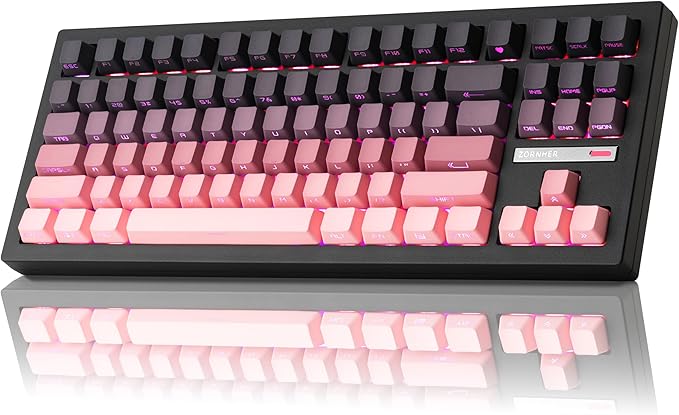 ZORNHER ZH870 Wireless Mechanical Gaming Keyboard80% Pink &amp Purple Custom Creamy Sound Keyboard with Shine Through PBT KeycapsPre-lubed Linear SwitchesHot-SwappableRGB Backlit2.4GHz/USB-C/BT5