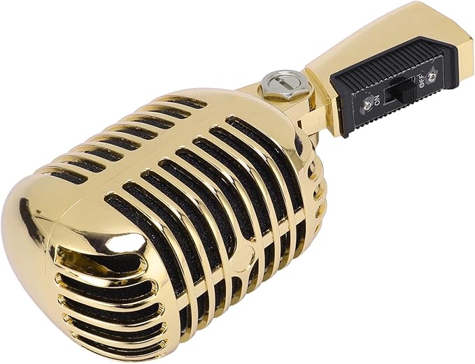 SUNGOOYUE Dynamic Cardioid Microphone with Sound Output and Vibration Dampening for Musical Performances and Studio Recordings (Gold)