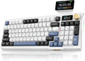 RedThunder K95 Wireless Mechanical Keyboard TFT Screen &amp Knob Tri-Mode BT5.0/2.4GHz/USB-C Hot Swappable Custom Pre-lubed Linear Switches Gasket Structure RGB Gaming Keyboard Snowy White-Blue