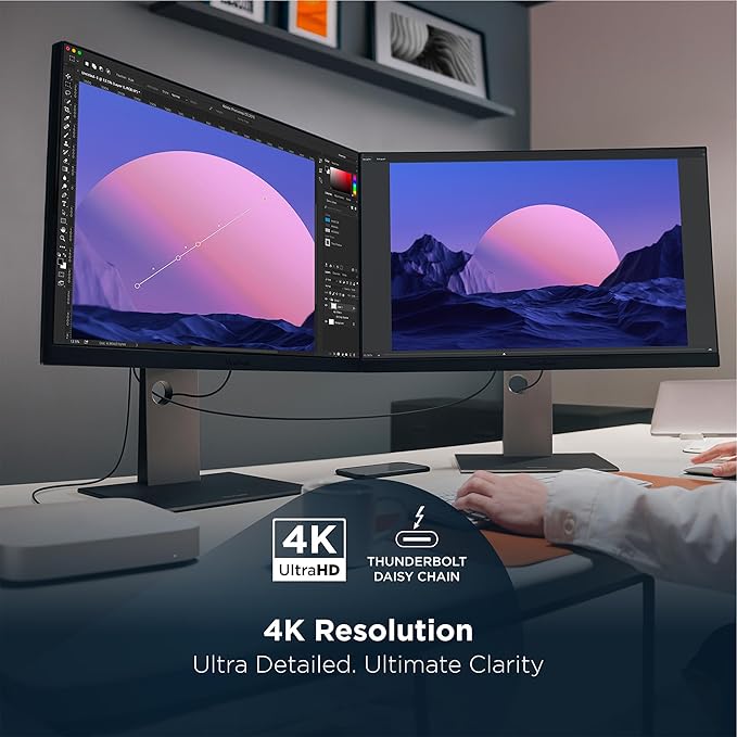 ViewSonic VP2488-4K 24 Inch 4K Mac-Ready Monitor with 100% sRGB 98% DCI-P3 Pantone Validated Advanced Ergonomics Thunderbolt 4 USB Hub HDMI and DP for Home and Office
