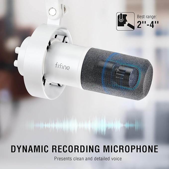 FIFINE Recording Dynamic Microphone with XLR Cable Set USB Computer Microphone with Volume Control 3.5mm Headphone Jack and 10ft Microphone Cable for PodcastingVocalStreaming- K688W+L9W