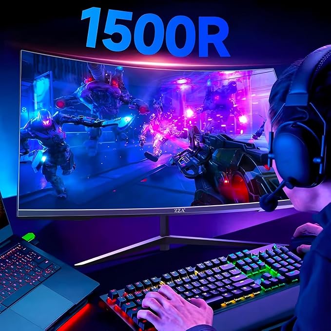 ZZA 32 Inch Curved Gaming Monitor 240Hz Curved Monitor Computer Monitor-HDMI DP USB Headphone Ports1080p 1K FHD Ultra Slim Curved Screen with Wide AngleHigh Refresh Rate Immersive PC Gaming