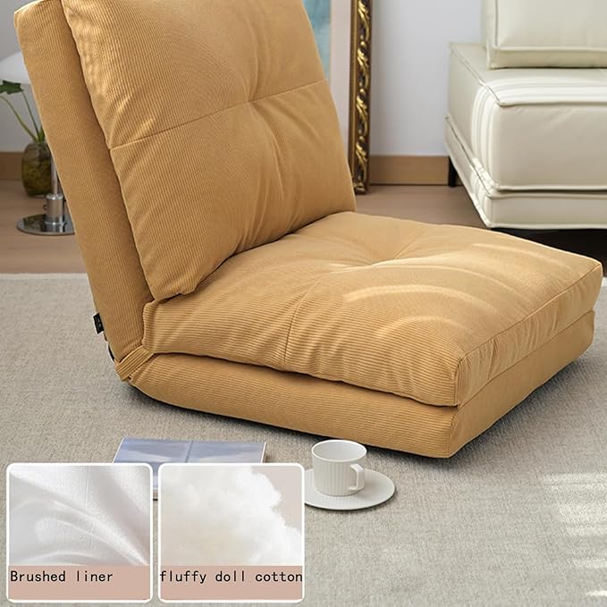 ELEFOCUS Floor Folding ChairAdjustable Lazy Sofa Bedwith Back Support for Reading Resting Gaming Black- Large(GreenMedium)
