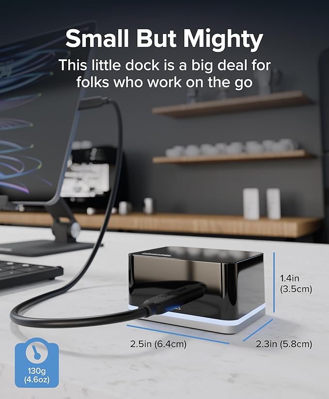 Plugable USB-C Wired Cube Mini Docking Station - Compact HDMI Gigabit Ethernet and 3 USB Ports - Works with USB-C USB4 and Thunderbolt MacBook Windows Chromebook - No Host Charging