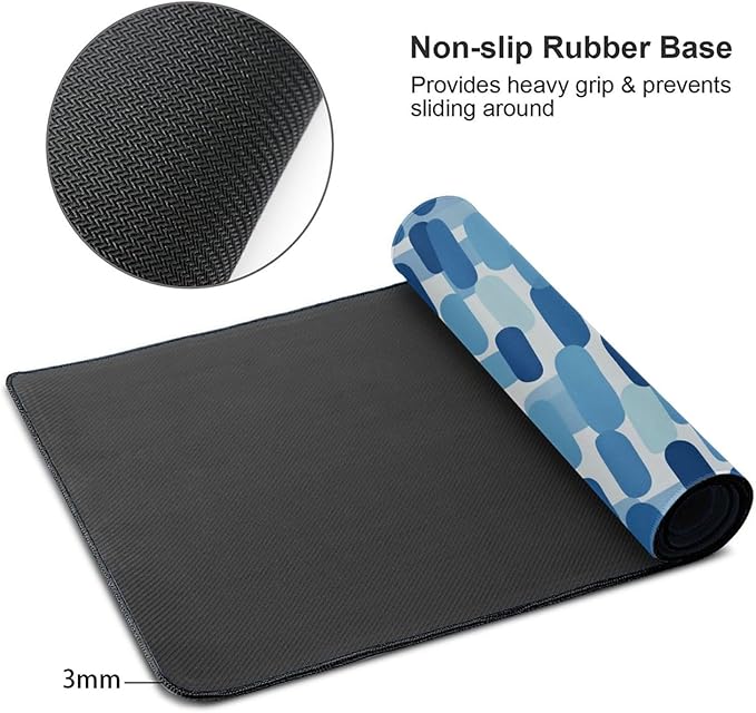 Blue Abstract Art Desk Cover MatExtended Large Mouse PadComputer Laptop Mat Desk Decor for Office Game Home 30x16 Inch